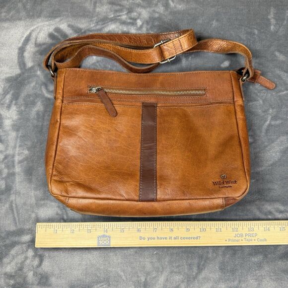 Wild West Los Angeles Women’s Distressed Leather Crossbody Bag Brown - Picture 14 of 15
